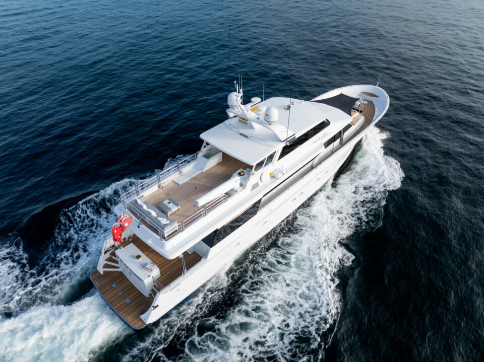 yacht rear arial view